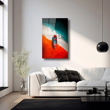 Renkli Sahil Manzarası Cam Tablo 35x50 cm