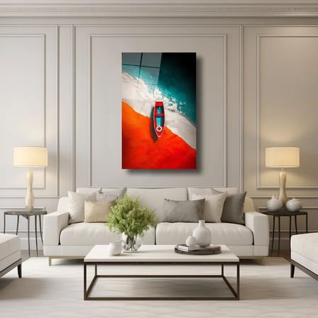 Renkli Sahil Manzarası Cam Tablo 35x50 cm