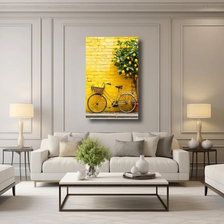 Limon Ağacı ve Bisiklet Cam Tablo 35x50 cm