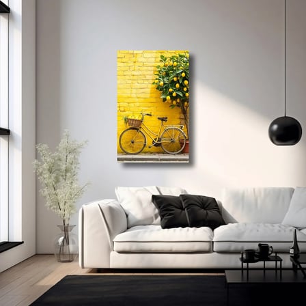 Limon Ağacı ve Bisiklet Cam Tablo 35x50 cm