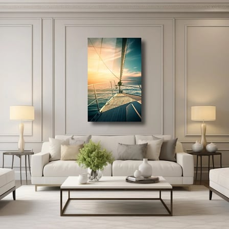 Güverteden Gün Batımı Cam Tablo 35x50 cm