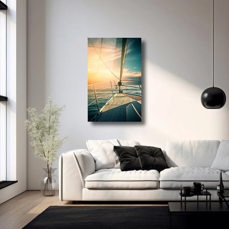 Güverteden Gün Batımı Cam Tablo 35x50 cm