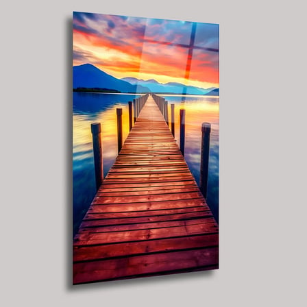 İskeleden Gün Batımı Cam Tablo 35x50 cm