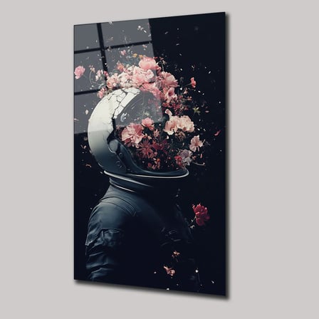 Kozmik Çiçekler Cam Tablo 35x50 cm