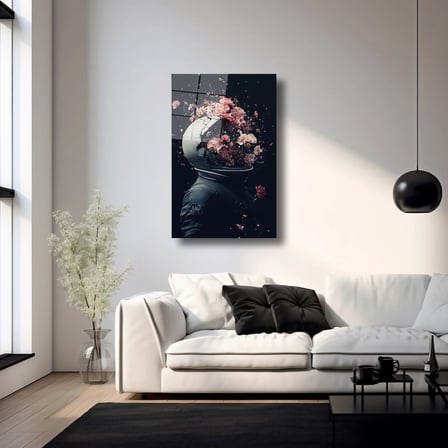 Kozmik Çiçekler Cam Tablo 35x50 cm