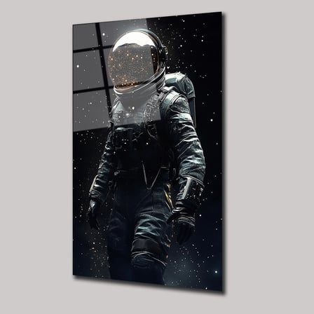 Uzay ve Astronot Cam Tablo 35x50 cm