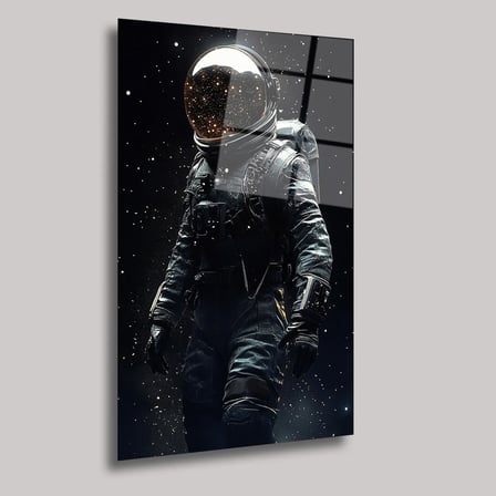 Uzay ve Astronot Cam Tablo 35x50 cm