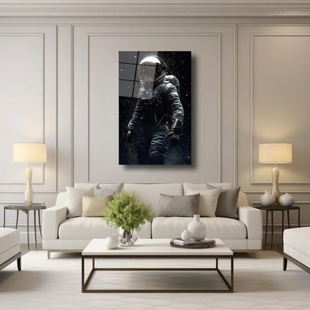 Uzay ve Astronot Cam Tablo 35x50 cm
