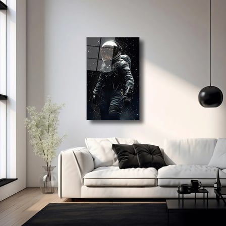 Uzay ve Astronot Cam Tablo 35x50 cm