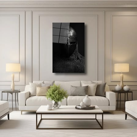 Orta Çağ Şövalyesi Cam Tablo 35x50 cm