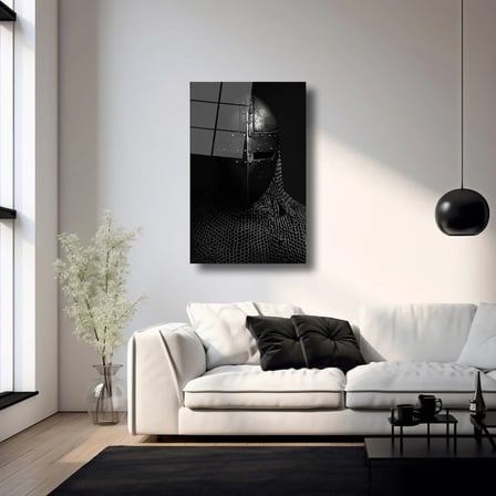Orta Çağ Şövalyesi Cam Tablo 35x50 cm