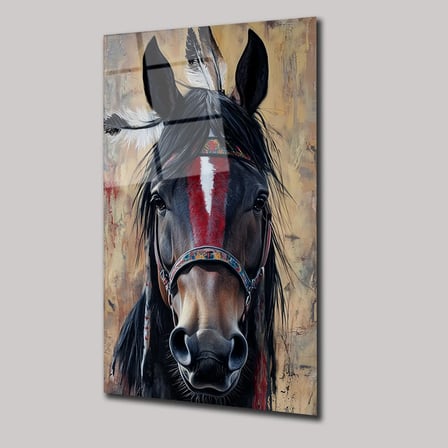Kızılderili Atı Cam Tablo 35x50 cm