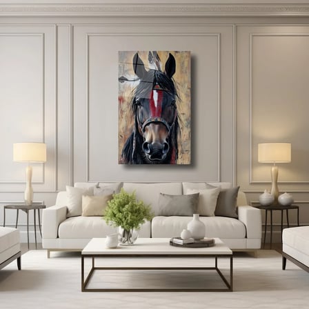 Kızılderili Atı Cam Tablo 35x50 cm