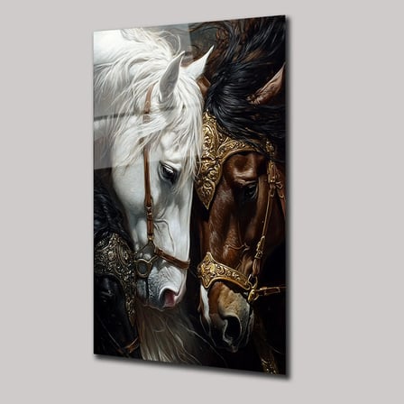 Savaş Atları Cam Tablo 35x50 cm