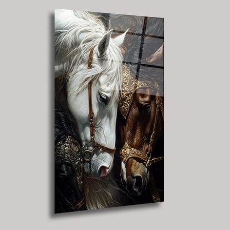 Savaş Atları Cam Tablo 35x50 cm