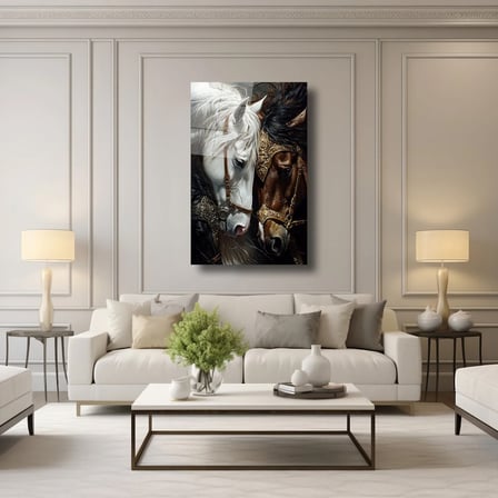 Savaş Atları Cam Tablo 35x50 cm