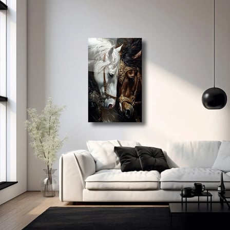 Savaş Atları Cam Tablo 35x50 cm