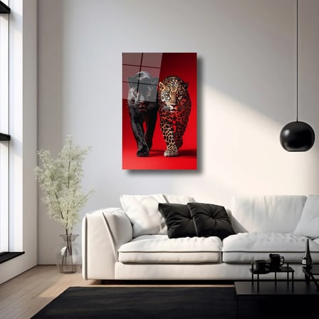 Panter ve Jaguar Cam Tablo 35x50 cm