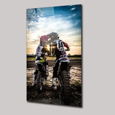 Motocross ve Aşk Cam Tablo 35x50 cm