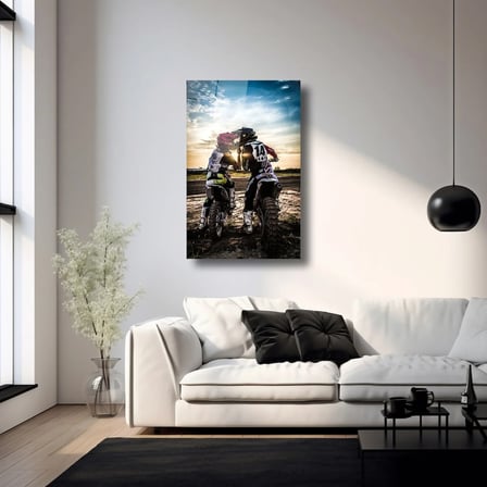 Motocross ve Aşk Cam Tablo 35x50 cm