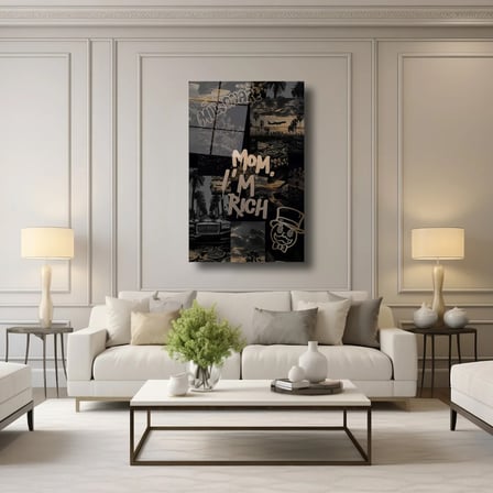 Mom I'm Rich Cam Tablo 35x50 cm
