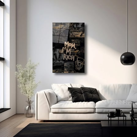 Mom I'm Rich Cam Tablo 35x50 cm