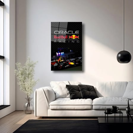 Red Bull F1 Yarış Arabası Cam Tablo – Formula 1 Temalı Duvar Dekoru 35x50 cm