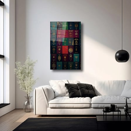 Ülke Pasaportları Cam Tablo 35x50 cm