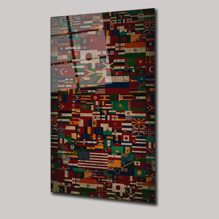 Ülke Bayrakları Cam Tablo 35x50 cm