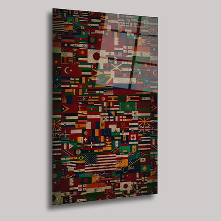 Ülke Bayrakları Cam Tablo 35x50 cm
