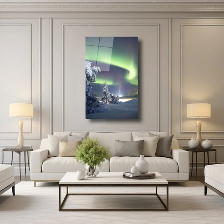 Kuzey Işıkları Cam Tablo 35x50 cm