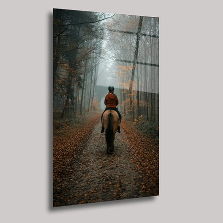 Sonbaharda At Sürüşü Cam Tablo 35x50 cm