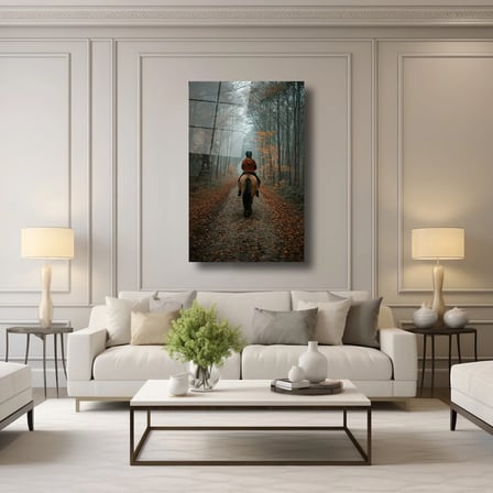 Sonbaharda At Sürüşü Cam Tablo 35x50 cm