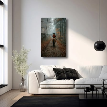 Sonbaharda At Sürüşü Cam Tablo 35x50 cm