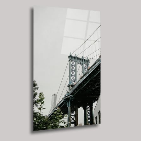 New York Ruhu Brooklyn Köprüsü Cam Tablo 35x50 cm