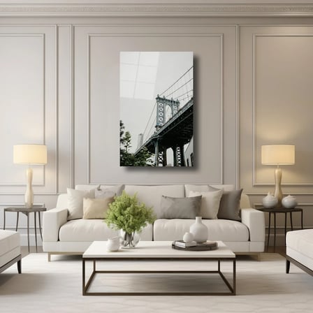 New York Ruhu Brooklyn Köprüsü Cam Tablo 35x50 cm