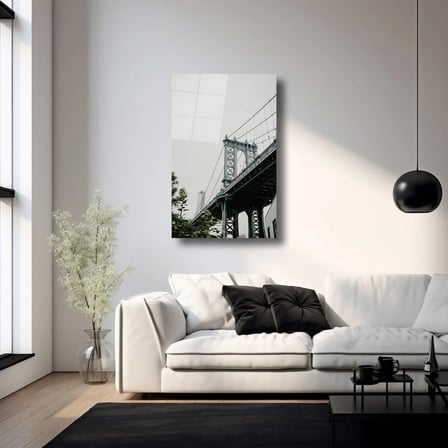New York Ruhu Brooklyn Köprüsü Cam Tablo 35x50 cm