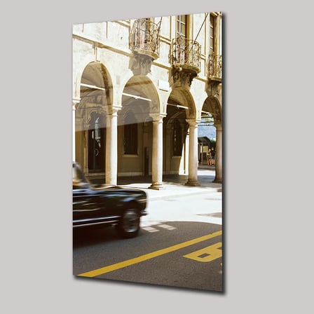 Klasik Araba ve Tarihi Bina Cam Tablo 35x50 cm