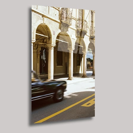 Klasik Araba ve Tarihi Bina Cam Tablo 35x50 cm