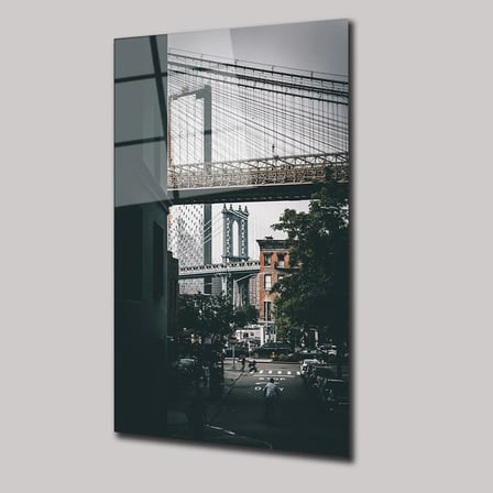 Brooklyn ve Manhattan Köprüsü Cam Tablo 35x50 cm