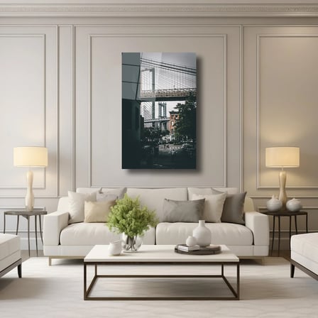 Brooklyn ve Manhattan Köprüsü Cam Tablo 35x50 cm
