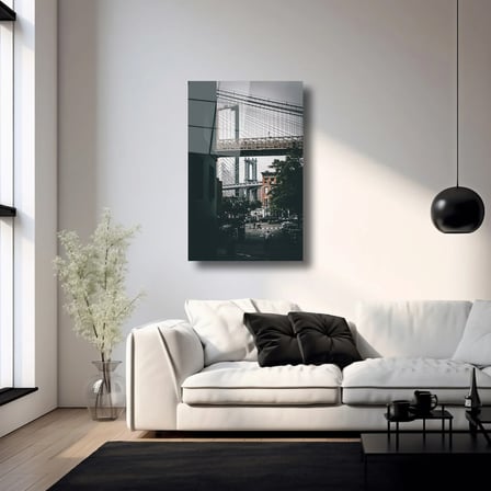 Brooklyn ve Manhattan Köprüsü Cam Tablo 35x50 cm