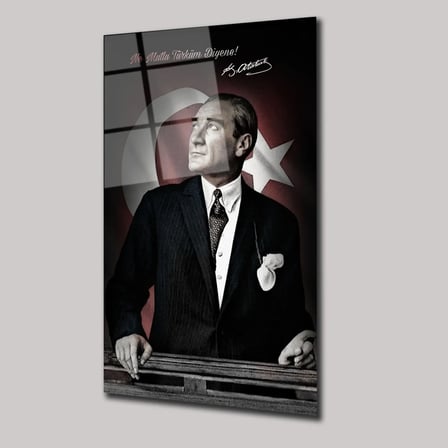 Atatürk Ne Mutlu Türküm Diyene Cam Tablo 35x50 cm