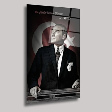 Atatürk Ne Mutlu Türküm Diyene Cam Tablo 35x50 cm
