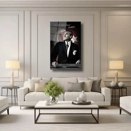 Atatürk Ne Mutlu Türküm Diyene Cam Tablo 35x50 cm