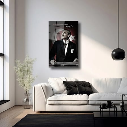 Atatürk Ne Mutlu Türküm Diyene Cam Tablo 35x50 cm