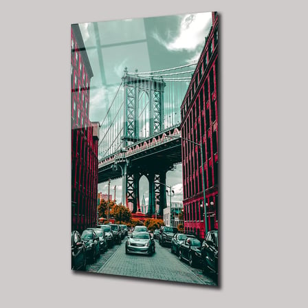 Manhattan Köprüsü Cam Tablo 35x50 cm