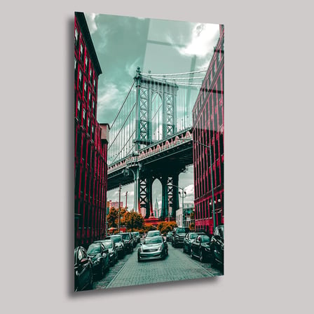 Manhattan Köprüsü Cam Tablo 35x50 cm
