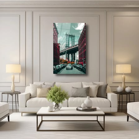 Manhattan Köprüsü Cam Tablo 35x50 cm