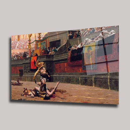 Roma Gladyatör Arenası ve Savaşçı Cam Tablo 35x50 cm